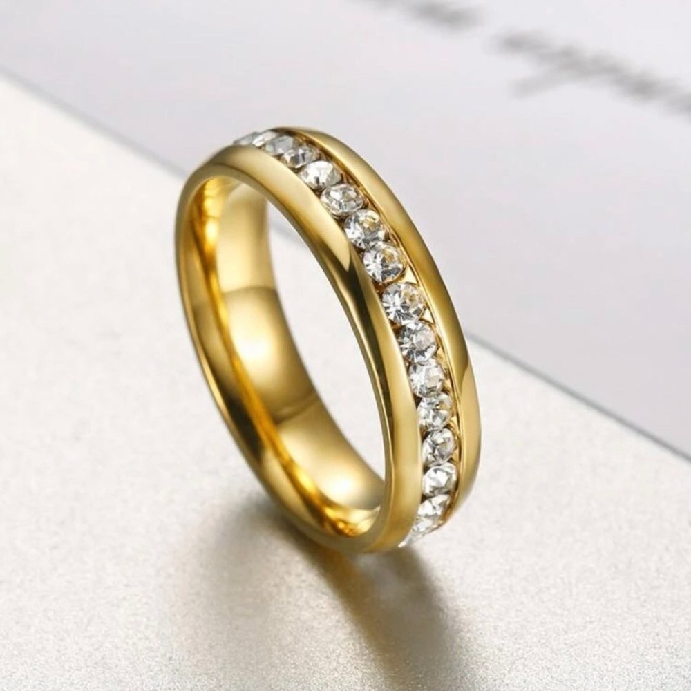 18K Gold Plated Zircon Decor Ring / Size 8